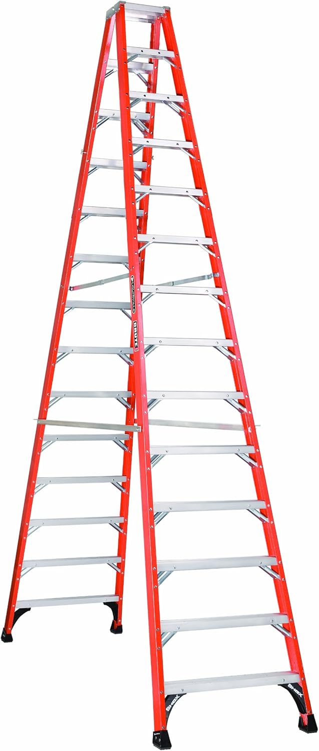 Louisville Ladder 6-Foot Fiberglass Twin Front Step Ladder, 375-Pound Load Capacity, Type IAA, FM1406HD