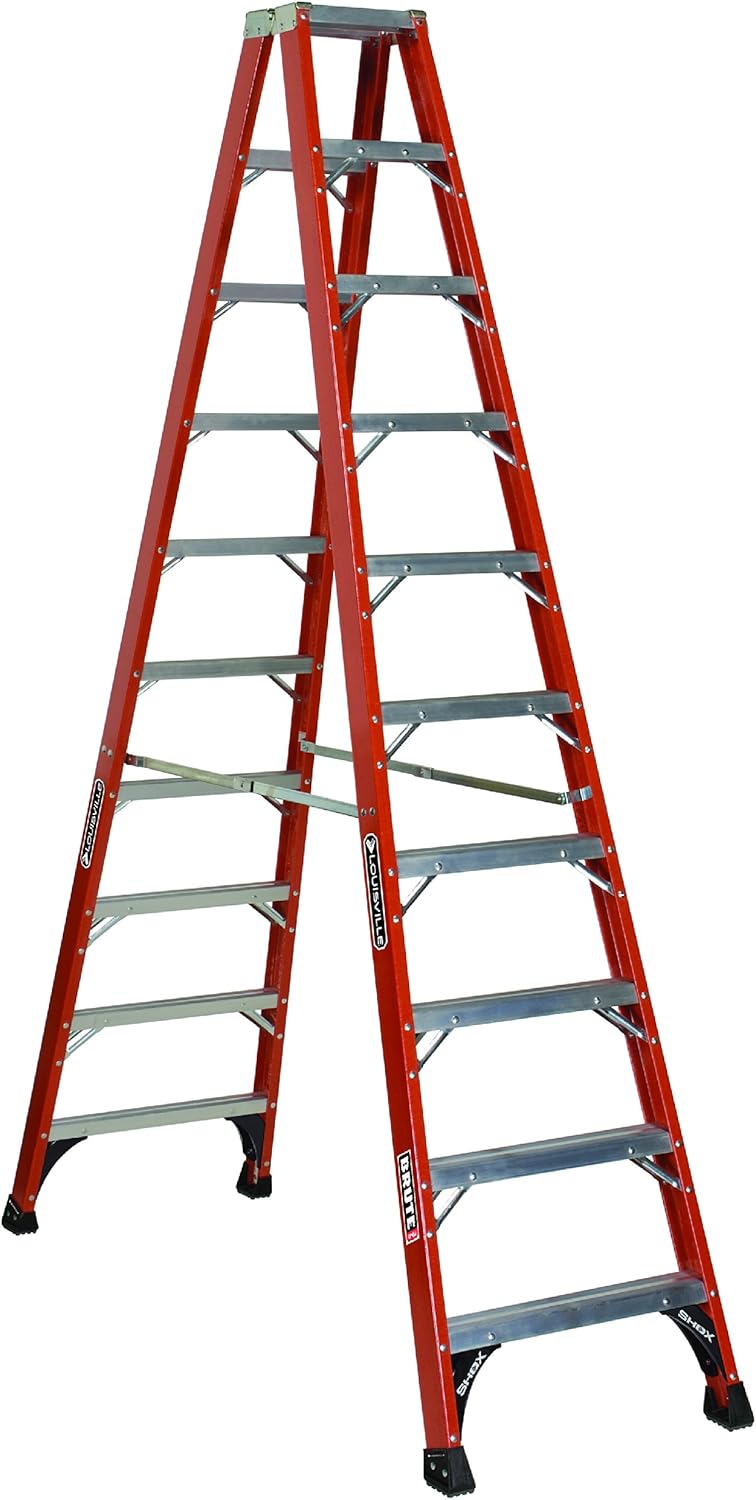 Louisville Ladder 6-Foot Fiberglass Twin Front Step Ladder, 375-Pound Load Capacity, Type IAA, FM1406HD