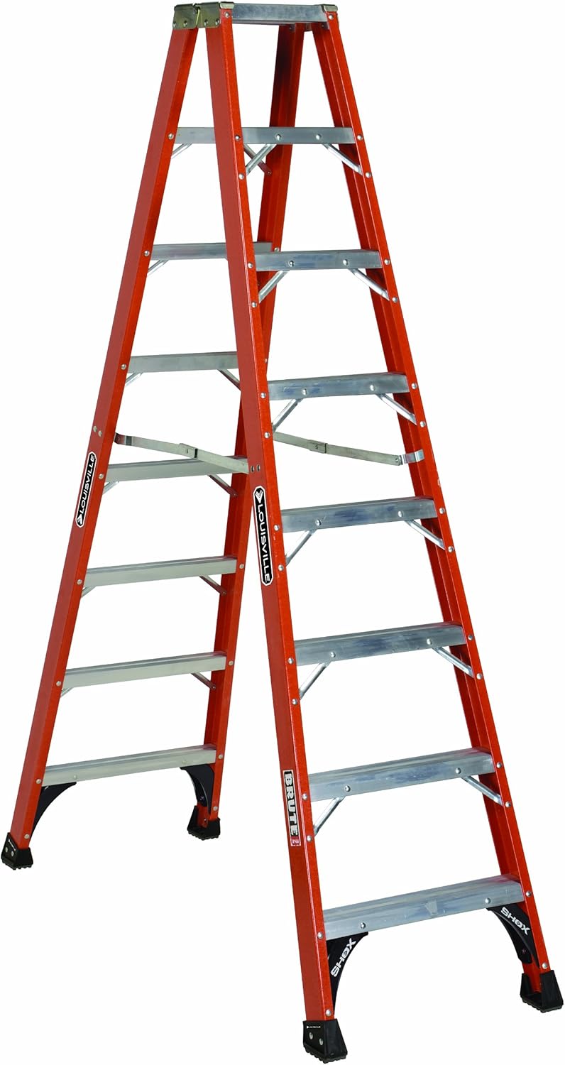 Louisville Ladder 6-Foot Fiberglass Twin Front Step Ladder, 375-Pound Load Capacity, Type IAA, FM1406HD